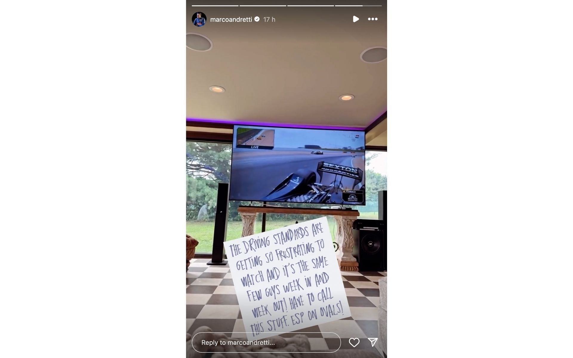 Marco Andretti's Instagram story on July 13 | Source: Instagram/@marcoandretti